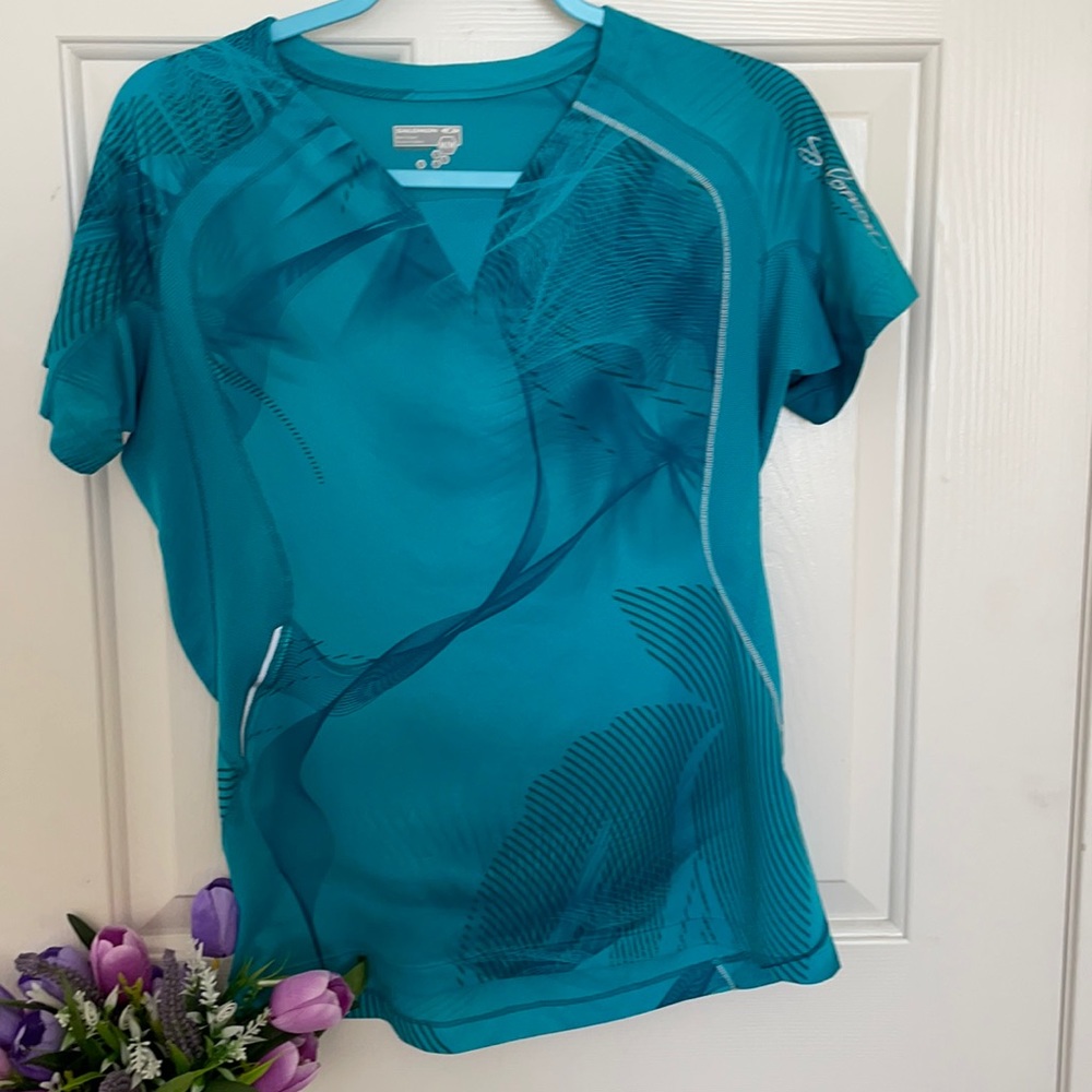 Salomon sea green polyester sports tee